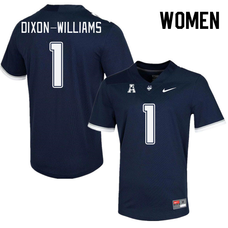Women #1 Malik Dixon-Williams Connecticut Huskies College Football Jerseys Stitched Sale-Navy